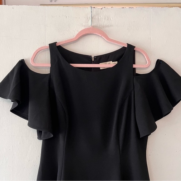 Eliza J Crepe Cold-Shoulder Fit and Flare Dress Size 12 - Picture 7 of 9